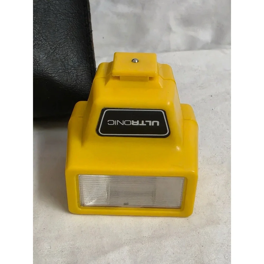 Vintage Ultronic Yellow 35mm Focus Free Film Camera w/ Flash & Case